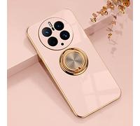 Jeelar ESONG Coque pour Huawei Mate 50 Pro,Étui Ultra-Fin Antichoc pour Femme,360 Degrés Support de Bague Magnétique,Protégez la Caméra,Housse Anneau Anti Rayures Case-Rose Clair