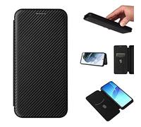 Jeelar ESONG Coque pour Oppo A17,Premium en Cuir Fibre de Carbone Flip Case avec Fentes pour Cartes/Fermeture Magnétique/Fonction Support,Protection Etui Housse,Anti-Choc Phone Case - Le Noir