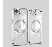 Jeelar ESONG Magnétique Coque iPhone 16e,Etui Antichoc avec MagSafe[Recharge sans Fil],Silicone Mince Housse avec Protection D'objectif D'appareil Photo,Case de Protection Transparente-Argent