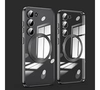 Jeelar ESONG Magnétique Coque Samsung Galaxy S23,Etui Antichoc avec MagSafe[Recharge sans Fil],Silicone Mince Housse avec Protection D'objectif D'appareil Photo,Case de Protection Transparente-Noir