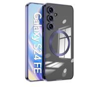 Jeelar ESONG Magnétique Coque Samsung Galaxy S24 FE,Etui Antichoc avec MagSafe[Recharge sans Fil],Silicone Mince Housse avec D'objectif D'appareil Photo,Case de Transparente-Violet foncé