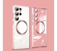 Jeelar ESONG Magnétique Coque Samsung Galaxy S25 Ultra,Etui Antichoc avec MagSafe[Recharge sans Fil],Silicone Mince Housse avec D'objectif D'appareil Photo,Case de Transparente-Or Rose