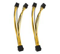 Jeenuuder 2 PièCes SéRies CPU 8Pin 1 à 2 Mâle 4 + 4Pin Y Splitter Câble de Puissance Cordon 18AWG 20CM