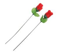 Jeenuuder 2 x Petale de Tissu Rouge Feuille de Plastique Vert Rose Artificielle pour la Decoration