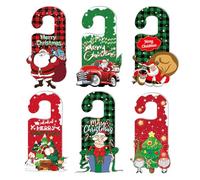 Jeenuuder 6 Pièces Décoration de Cintre de Poignée de Porte de Noël Signe D'Ornement de Poignée de Porte de Noël Pendentif de Poignée de Porte de Noël Facile à Installer et à Utiliser