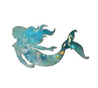 Jeenuuder Art Mural de Sirène en Métal Rustique à Suspendre, Décoration Murale de Sirène en Métal Bleu, Décorations de Sirène Élégantes, Sculpture de Sirène 22 cm