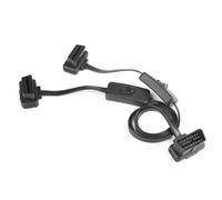 Jeenuuder Câble D'Extension OBD2 16 Broches de 60 cm de Long avec Interrupteur, Adaptateur de Plat, Prise de Conversion OBD 16 Broches Mâle vers 2 Femelles