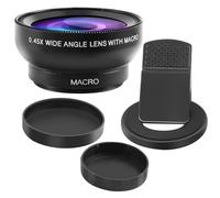 Jeenuuder Objectif de TéLéPhone Oeil de Poisson, TéLéPhone 0.45X avec Objectif de CaméRa HD Objectif à Clip Macro Objectif Grand Angle pour Appareil Photo de TéLéPhone Portable