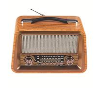 Jeenuuder Radio RéTro Portable en Bois Haut-Parleurs Bluetooth sans HiFi StéRéO Lecteur de Radio AM/FM USB TF AUX MP3, Couleur Bois Jaune