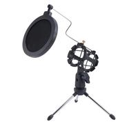 Jeenuuder Support de Microphone RéGlable TréPied de Bureau pour L'Enregistrement VidéO sur Ordinateur avec Couvercle de Filtre de Pare-Brise de Micro