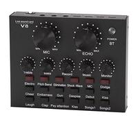 Jeenuuder V8 Carte Son Ensemble Audio Interface Microphone Externe Direct Carte Son Fonction Bluetooth Fonction pour Ordinateur Pc Téléphone Mobile Chanter Enregistrement