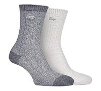 JEEP - 2 Paires Femme Vintage Pastel Colorees Chaussettes pour Marche et Chaussures de Randonnée (Slate/Crème, 37-42)
