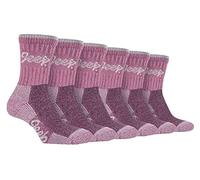 Jeep 6 Paires Femme Coton Chaussettes Randonnée Respirantes Rembourrées Anti-ampoules Chaussettes Trekking (37-42, Rose/Crème)
