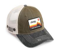 Jeep Chapeau de Camionneur délavé « Have Fun Out There » Non structuré (US, Alpha, Taille Unique, Vert)