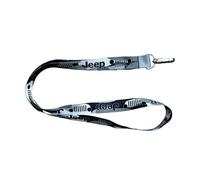 Jeep Lanière à motif camouflage avec logo texte et grille - Fermoir mousqueton pivotant pour clés, badges d'identité et porte-clés 1,9 x 45,7 cm (gris)