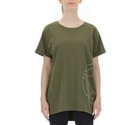JEEP O102259-E733 J T-Shirt Oversize Femme Impression coté Star Outline Manches à Revers J21W Ivy Green/Birch Whit S