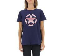 JEEP O102613-A184 J Woman T-Shirt Oversize Star Striped Print Turn-up Sleeve J22W Deep Blue XS