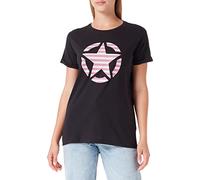 JEEP O102613-B000 J Woman T-Shirt Oversize Star Striped Print Turn-up Sleeve J22W Black L