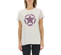 JEEP O102613-J863 J Woman T-Shirt Oversize Star Striped Print Turn-up Sleeve J22W Light Graystone M