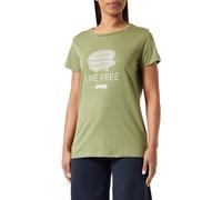 JEEP O102924-E100 J Woman T-Shirt Hedgehog Sketch - Live Free Large PrintJ23W Olive Green S