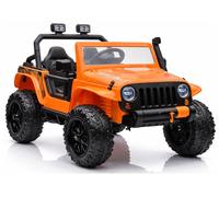Jeep Voiture Électrique Enfants 4x45W Eva Roues Cuir LED Télécommande Orange
