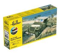 Jeep Willys US 1/4 TON Truck & Trailer 1/72 Heller + colle et peintures G