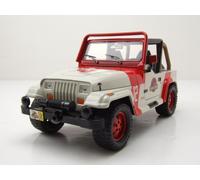 Jeep Wrangler 1992 Blanc Rouge Jurassic World Modèle 1:24 Jada Toys