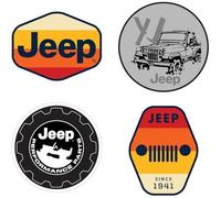 Jeep Wrangler YJ Lot de 4 autocollants ronds en vinyle de qualité supérieure avec pièces de performance et rayures 10,2 cm