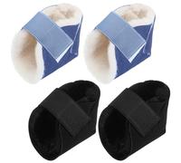 Jeere Lot de 2 paires de protections de talon en peau de mouton avec sangle de sécurité pour protéger les pieds, la cheville et les escarres (noir, bleu)