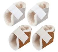 Jeere Lot de 2 paires de protections de talon en peau de mouton avec sangle de sécurité pour protéger les pieds, les chevilles et les escarres de lit (beige, marron)