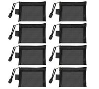 Jeesblsy Mini Trousses de Toilette à Fermeture éclair, Petit Sac à Cosmétiques Portable en Maille, Pochette Porte Monnaie pour Maquillage Accessoires Cartes Câbles,Noir (8 Pièces)