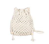 Jeesblsy Sac à Bandoulière en Crochet à Fleurs pour Femme, Sacs Portés épaule de Plage Coton, Rétro Mini Sac Tissé à la Main Voyage Mode Bohème Monnaie Pochette (Beige)