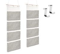 Jeesblsy Sac de Rangement Étagère Suspendues sur Porte Pochette Tissu de Lin, Organisateur avec 4 Compartiment et Crochets pour Chambre Bureau Salle de Bain Garde-Robe (2 Pièces)