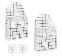 Jeesblsy Sac de Rangement Suspendu Mural, Pliables en Tissu de Lin Imperméable Organiseur de Poche et Crochets Transparents sur Porte de Rangement Muraux (Blanc)