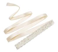 Jeesblsy Strass Ceinture de Mariée, Nuptiale Ruban Ceinture de Mariage avec Cristal Accessoire pour Robes de Bal Sash Embellissements 275 * 2cm (Blanc ivoire)