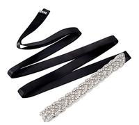 Jeesblsy Strass Ceinture de Mariée, Nuptiale Ruban Ceinture de Mariage avec Cristal Accessoire pour Robes de Bal Sash Embellissements 275 * 2cm (Noir)