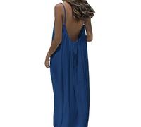 Jeesrt Backless Cami Dresses for Women Backless House Dress Long Sundress with Back Tie (Royal Blue,TTG)