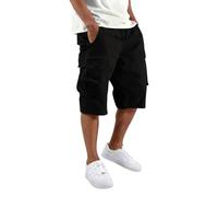 Jeesrt Cargo Shorts for Men Athletic Walking Tactical Shorts with Multi Pockets Ripstop Comfort Capri Summer (Black,XXL)