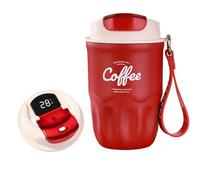 Jeesrt Coffee Vacuum Flask, Portable Coffee Cup with Lid & Handle, Suitable for Both Hot and Cold Drinks, Intelligent Temperature Display, Travel Mug Home Office Outdoor Camping Daily Use (Red,1)
