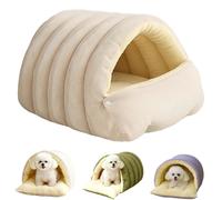 Jeesrt Cozy Monster Cat Bed, Warmth Cozy Comfort Plush Pet Cave, Warm Soft Removable Washable for Cats and Dogs (Beige,Medium)