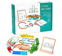 Jeesrt Montessori Smart Sticks, Montessori Sticks and Rings, Boost Creativity, Imagination and Focus (2Set)