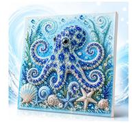 Jeesrt Pearl Art Kit For Adults, Ocean Theme Diamond Art Kit With Octopus Design, Pearl Painting Craft Set For Coastal Wall Decor (Style H)