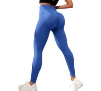 Jeesrt Resistance Band Leggings for Women, Built-in Bands High Waist Yoga Pants (Blue,S)