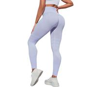 Jeesrt Resistance Band Leggings for Women, Built-in Bands High Waist Yoga Pants (Light Purple,TTG)