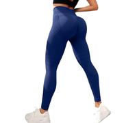 Jeesrt Resistance Band Leggings for Women, Built-in Bands High Waist Yoga Pants (Navy Blue,TG)
