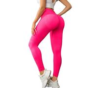 Jeesrt Resistance Band Leggings for Women, Built-in Bands High Waist Yoga Pants (Rose Red,M)