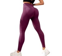 Jeesrt Resistance Band Leggings for Women, Built-in Bands High Waist Yoga Pants (Wine Red,M)