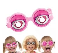 Jeesrt Winking Glasses, Kinetic Crazy Eyes Glasses with Manual Blink Action for Performances (Pink)