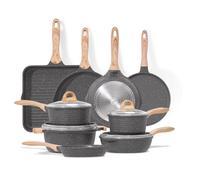 JEETEE Batterie de Cuisine 23 Pcs, Granit-Antiadhésif Sets de Poêles et Casseroles, Parfait comme cadeau pour une nouvelle maison, Convient à Tous les Fourneau, Sans PFOA/PFOS, Gris