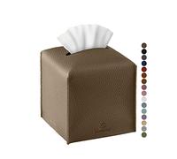 Jeethemy Boîte à mouchoirs carrée en Cuir synthétique - Distributeur Moderne de Papier pour Le Visage - 12,7 x 12,7 x 12,7 cm - Marron Cacao